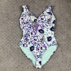 Adore Me Swimsuit Womens 1X Purple Floral One Piece Bathing Suit Plus Size New